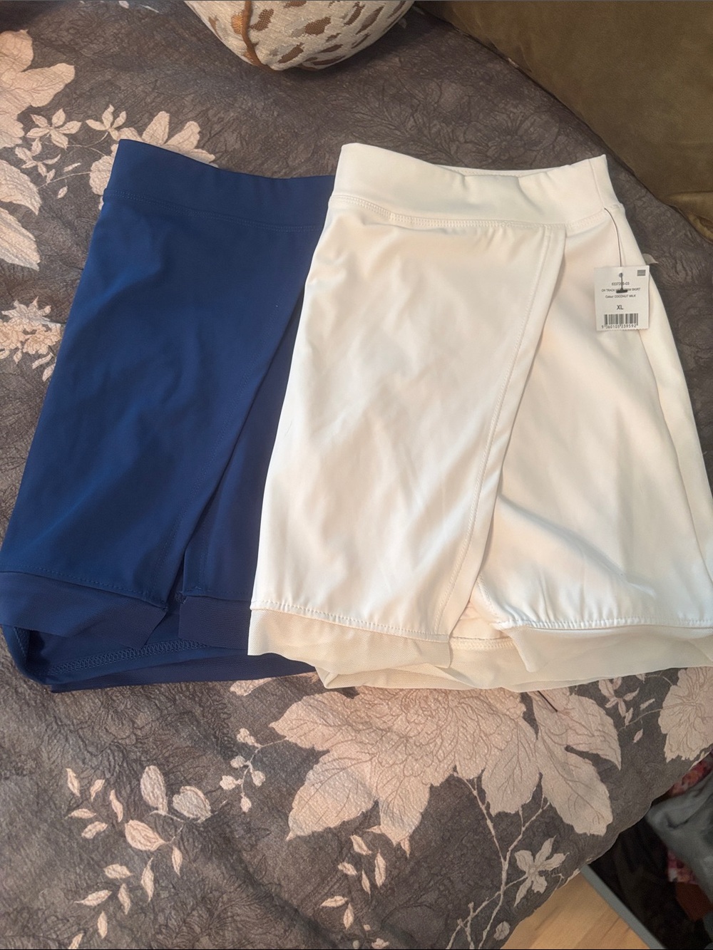 Cotton On Dual-Layer Mini Athletic Skort in White and Navy